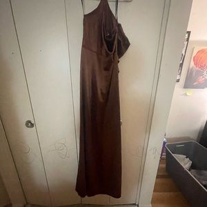 Brown one-shoulder Formal dress